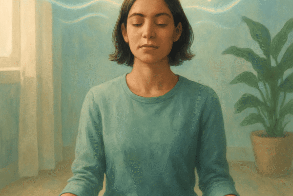 Person practicing mindfulness at home to reduce stress and improve mental clarity